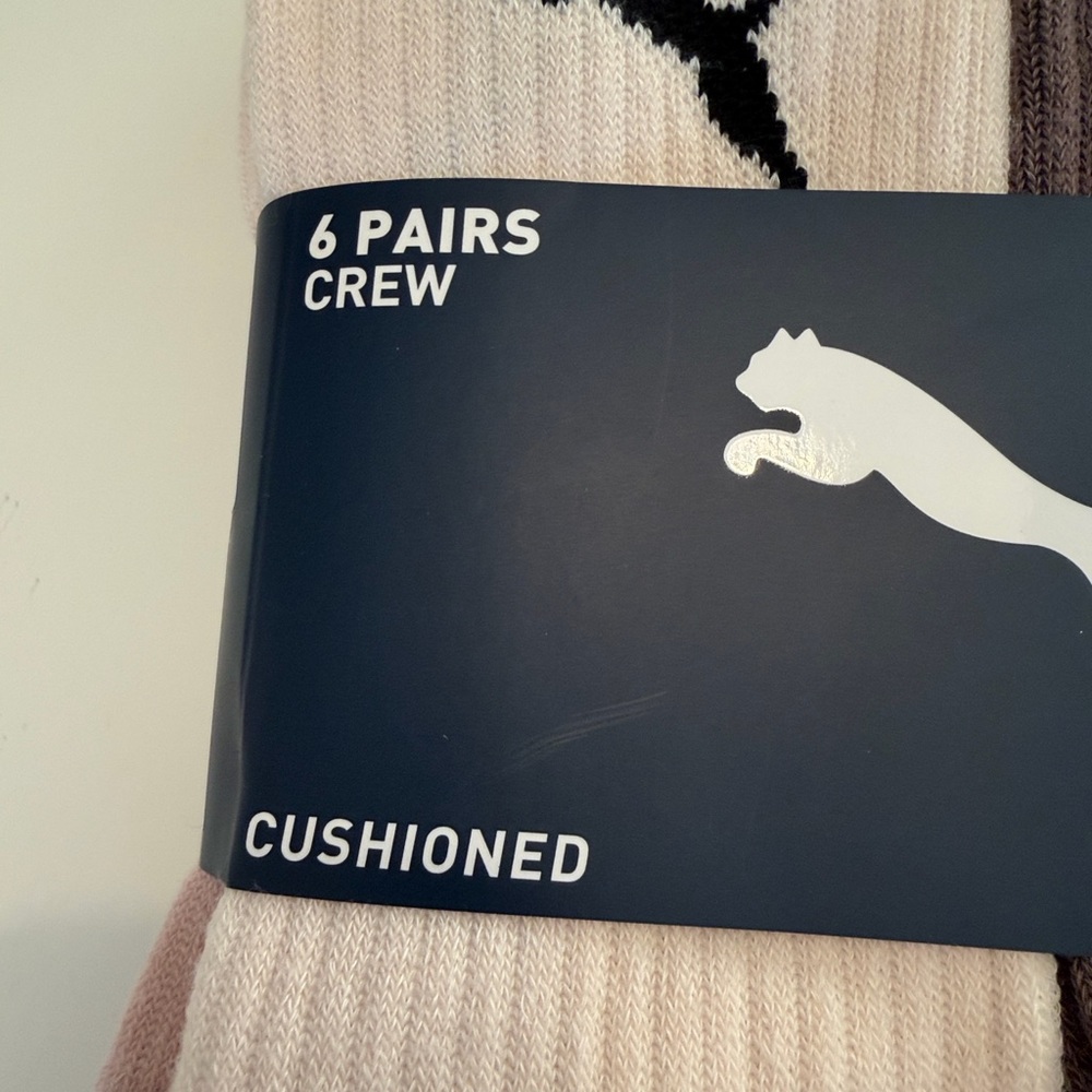 PUMA 6 Pack 6 colors Crew Socks Shoe Size 8-12 NWT - Picture 10 of 12